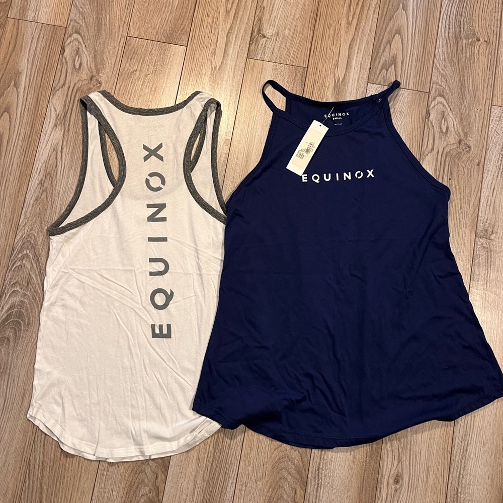 Equinox Women's Navy and White Tank Tops